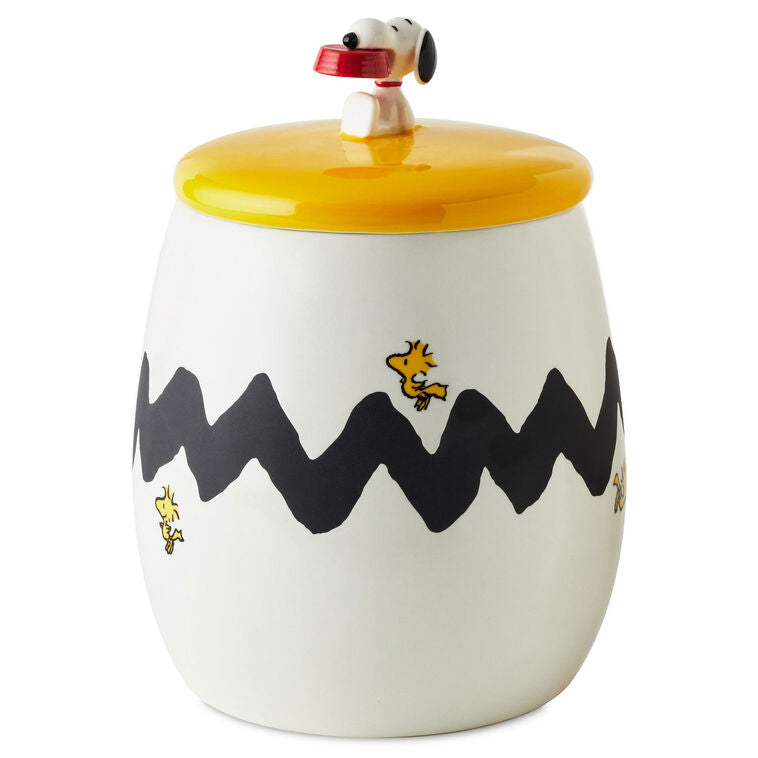 幸せを運ぶ小さな陶器ウェーヴPEANUTS Hallmark Peanuts® Snoopy and Woodstock Cookie Jar With Sound, 10