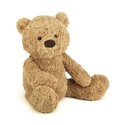 Brown teddy bear sitting on white background.