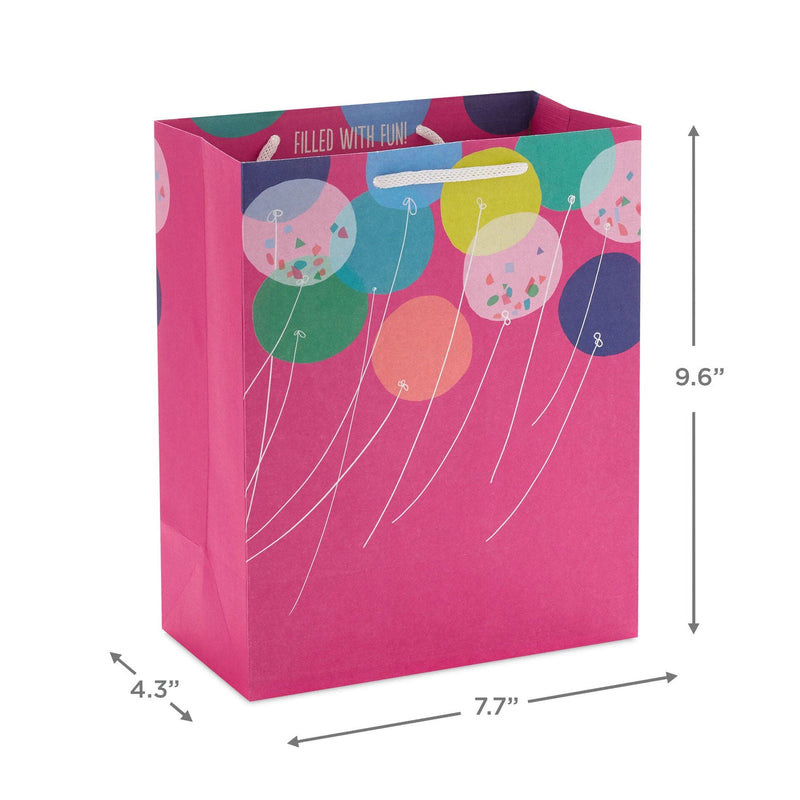 9.6" Balloons on Magenta Medium Gift Bag