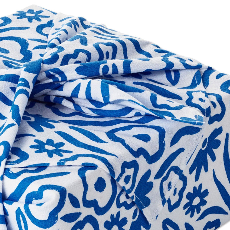 Blue Floral Fabric Gift Wrap