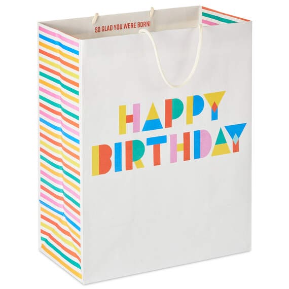 Collage Lettering Large Birthday Gift Bag, 13"