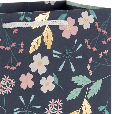 9.6" Floral on Dark Green Medium Gift Bag
