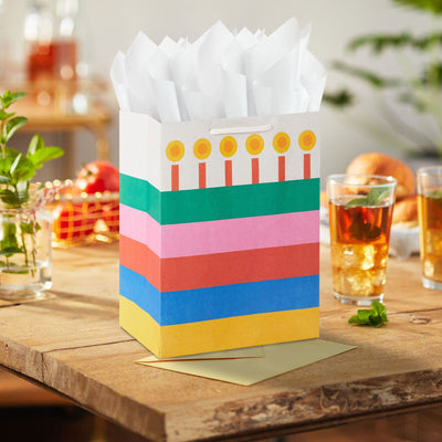 9.6" Bold Striped Cake Medium Birthday Gift Bag