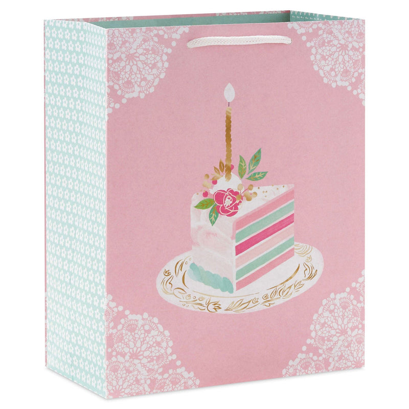 9.6" Elegant Cake Slice Medium Birthday Gift Bag