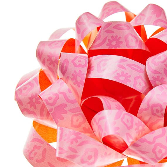 Pink Abstract Flowers Recyclable Gift Bow, 4.6"