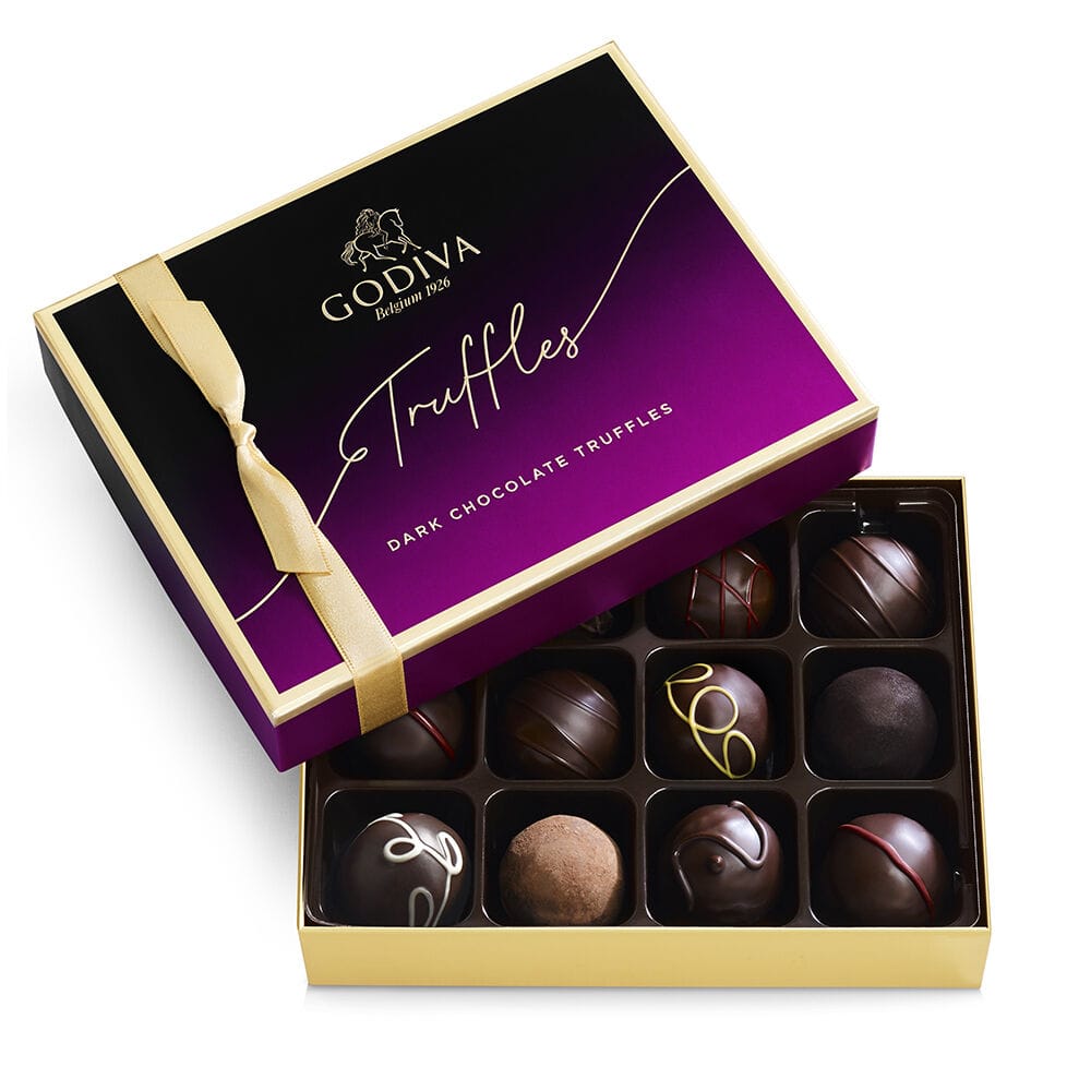 Godiva Dark Chocolate Truffle Gift Box – 12pc – Banner's Hallmark