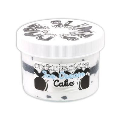 White container with blue text that reads “Cookie Monster”.  Image depicts a blue slime with white cookie crumbles and chocolate chip sprinkles