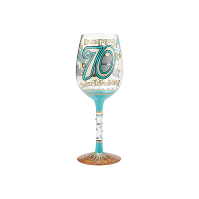 70th Birthday Wine Glass with unique cocktail recipe under the base