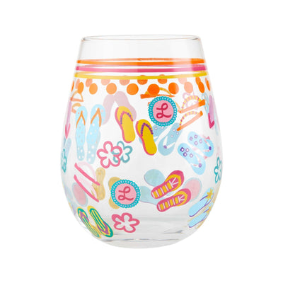 Flip Flops Stemless Wine with this carefree and colorful stemless wine glass.