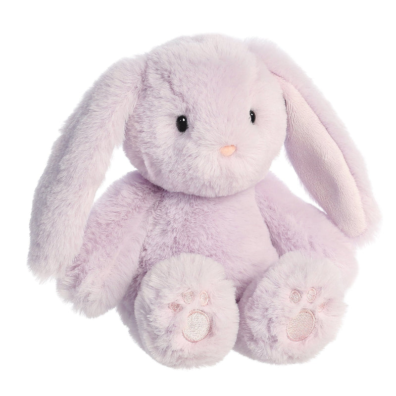 White plush bunny rabbit with big floppy ears and pink cheeks.