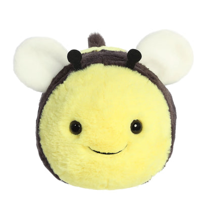 Black and white plush bee with yellow wings