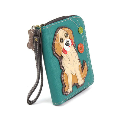 Leather wallet designed to look like dog holding white bone in mouth
