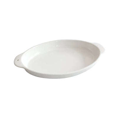 White oval plate with handle