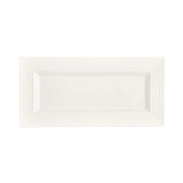 White rectangular tray with pinstripes