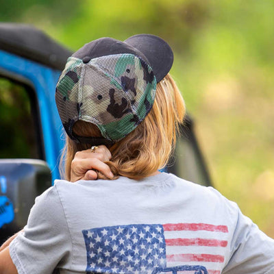 Fabric Front with Woven Jeep® Patch,Camo Soft Mesh Back, and Plastic Snap Closure Jeep Hat—Woodland Camo