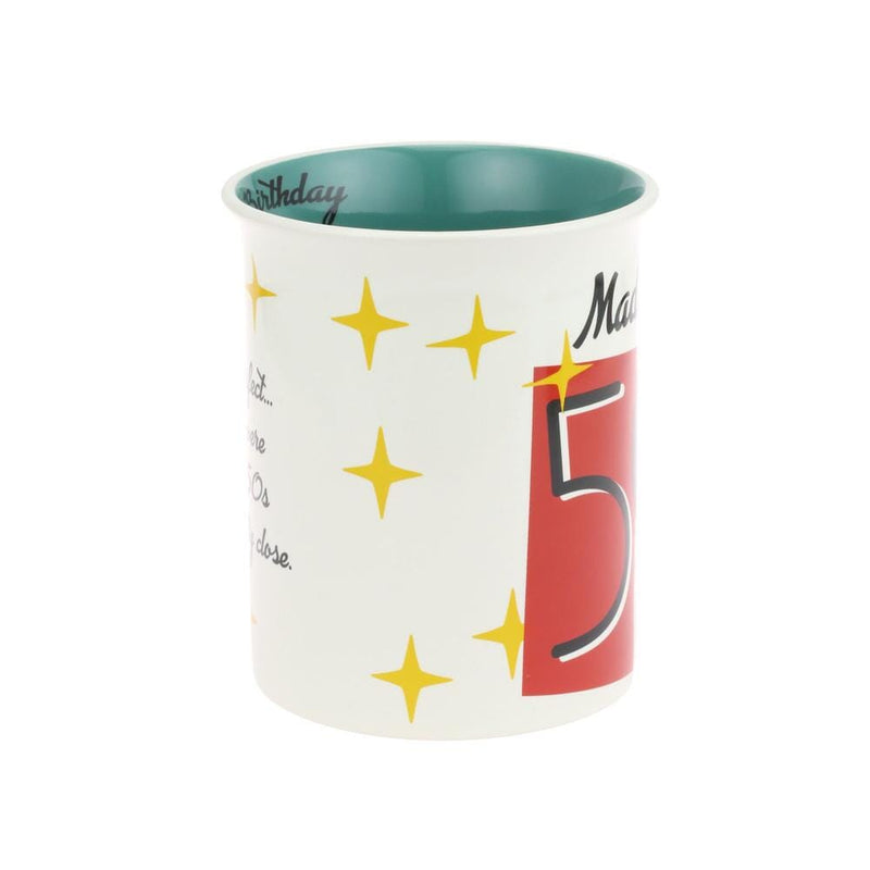 Novelty Coffee Mugs: The Front Of A White Mug Has Made In The 50&