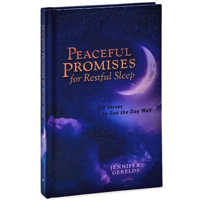 Book titled "Peaceful Promises for Restful Sleep" with 100 Bible verses for a peaceful night&