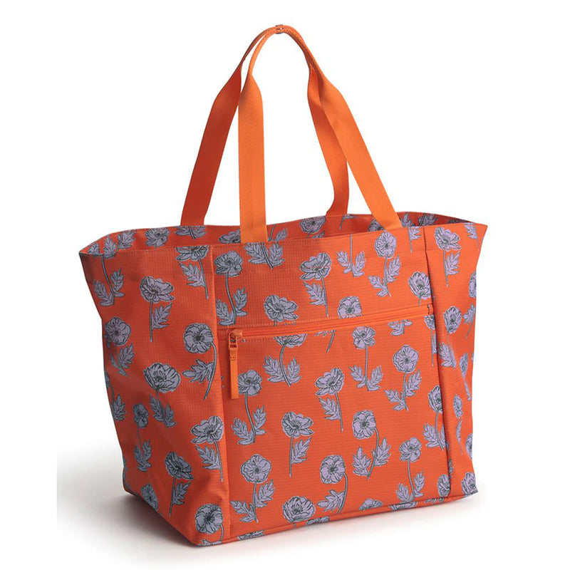Large floral Vera Bradley family tote with top handles and interior zip and slip pockets