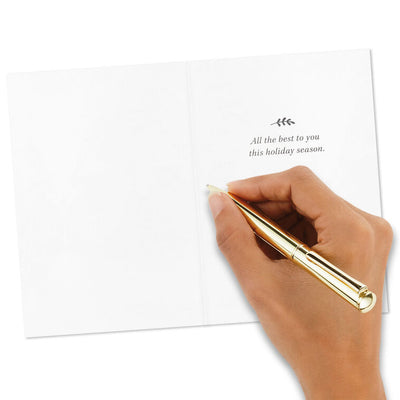 Poinsettias and Evergreen Boughs Packaged Christmas Cards, Set of 5