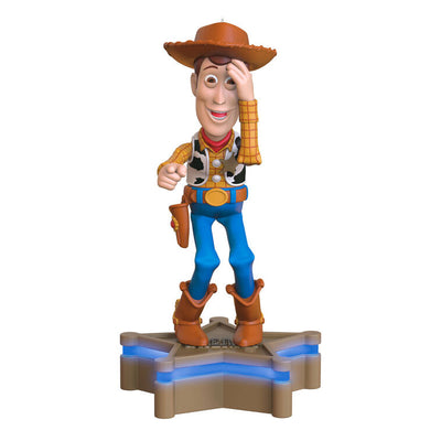 Hallmark Keepsake Toy Story Sheriff Woody ornament, cowboy figure with sound and light, Pixar Christmas tree decoration.