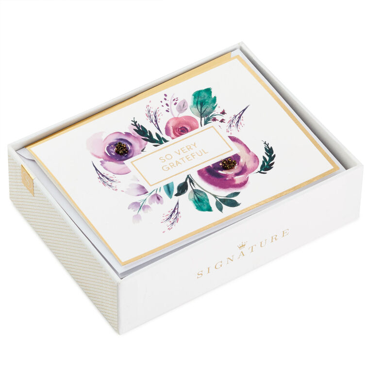 Purple Flowers Blank Thank-You Notes, Box of 8