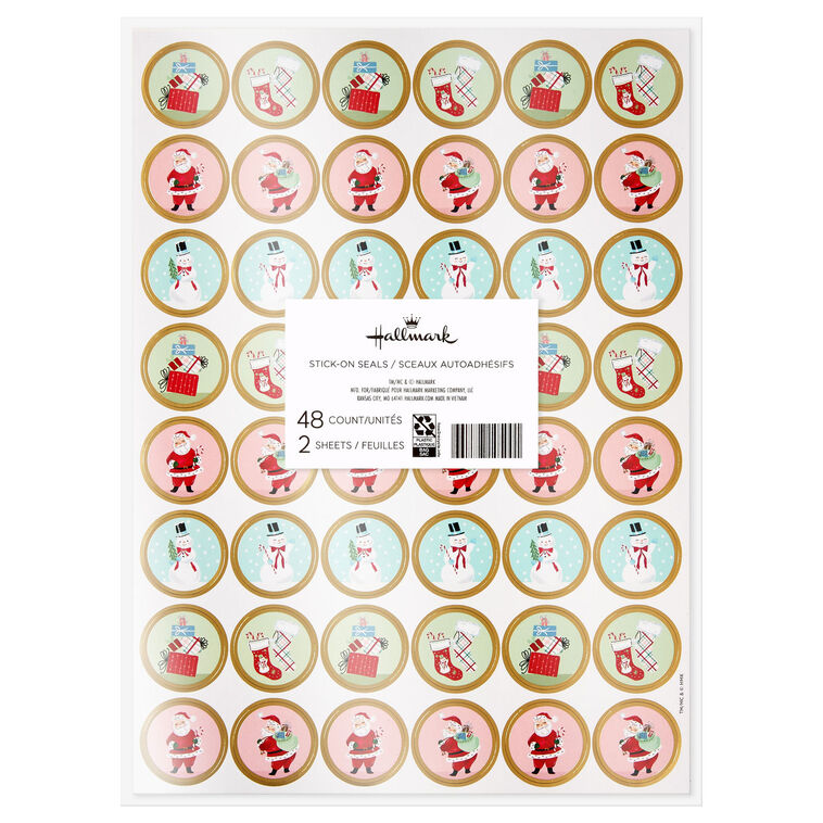 Nostalgic Winter Icons Round Christmas Seals, 2 Sheets