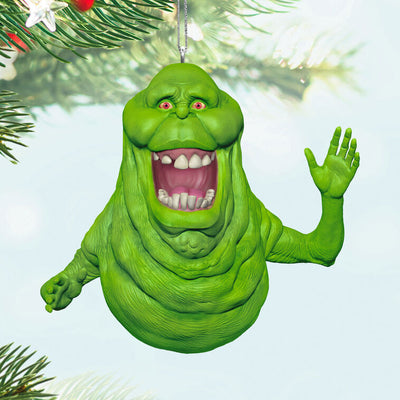 Slimer ornament, Ghostbusters green ghost, translucent collectible, Hallmark Keepsake, Christmas tree decoration, movie fan gift