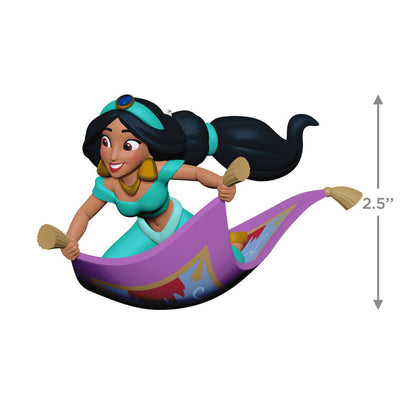 Hallmark Keepsake Disney Jasmine rides magic carpet ornament, turquoise outfit, purple and gold carpet, Christmas tree decoration