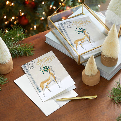 Stately Deer in Snow Boxed Christmas Cards, Pack of 12