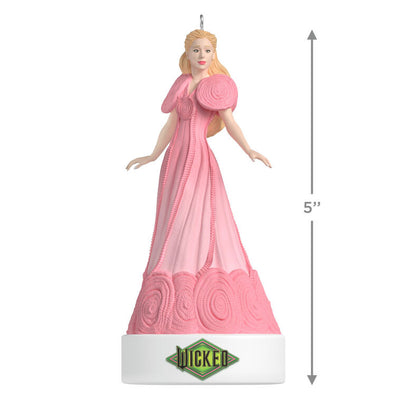Glinda Wicked Popular Musical Ornament, pink gown, “Wicked” base, Christmas tree decoration, Hallmark Keepsake, plays “Popular” song.