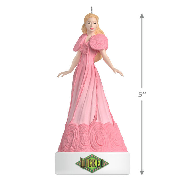 Glinda Wicked Popular Musical Ornament, pink gown, “Wicked” base, Christmas tree decoration, Hallmark Keepsake, plays “Popular” song.