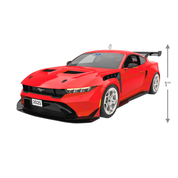 Detailed red 2025 Ford Mustang GTD metal ornament by Hallmark Keepsake.