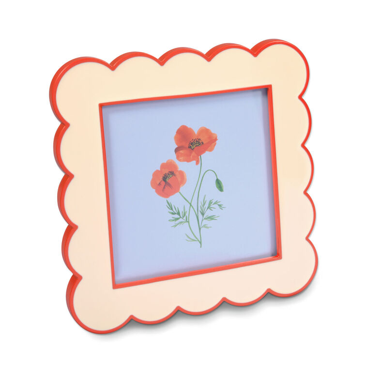 Hallmark red and cream scalloped square picture frame with a floral poppy illustration.