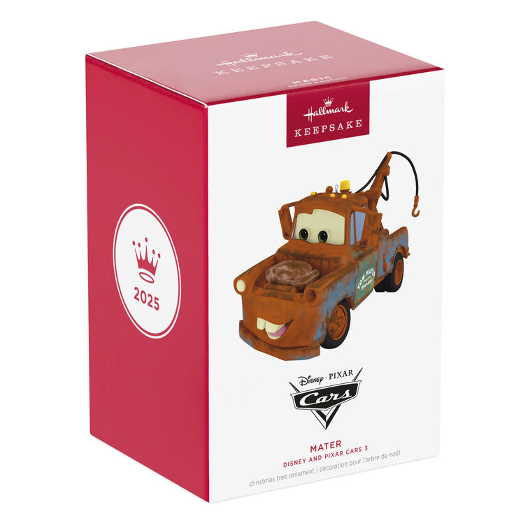 Hallmark Keepsake Cars Mater ornament, brown tow truck with sound and motion, Disney/Pixar Christmas tree decoration.