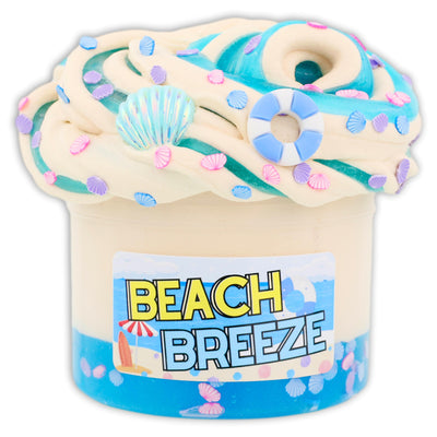 Blue and white swirled slime with a fresh beachy scent, soft texture perfect for calming sensory play and ocean-inspired fun.