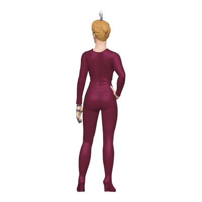Mini Seven of Nine ornament in maroon suit with visible Borg implants, Hallmark Keepsake Star Trek Voyager Christmas collectible