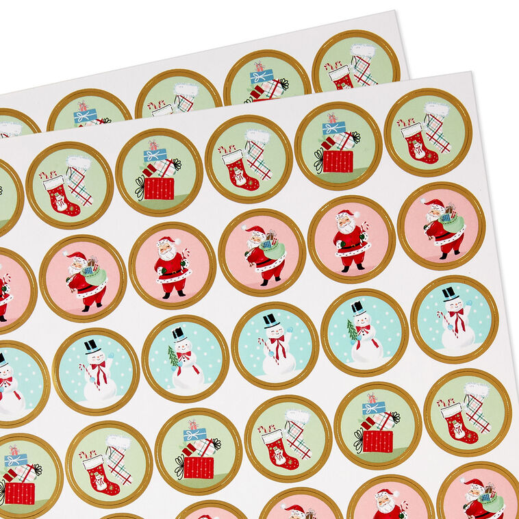 Nostalgic Winter Icons Round Christmas Seals, 2 Sheets
