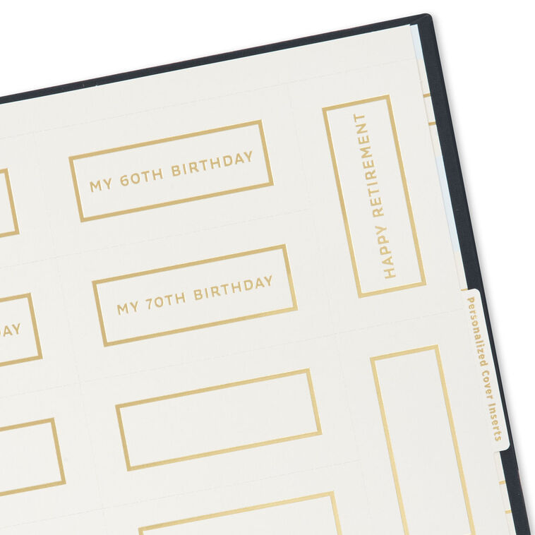 Gold on Navy Linen Customizable Guest Book