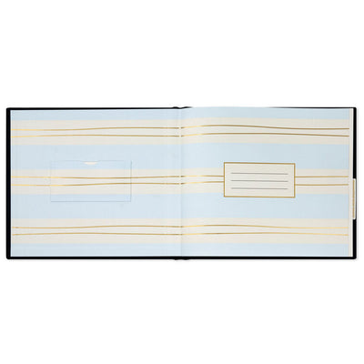 Gold on Navy Linen Customizable Guest Book