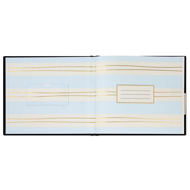 Gold on Navy Linen Customizable Guest Book