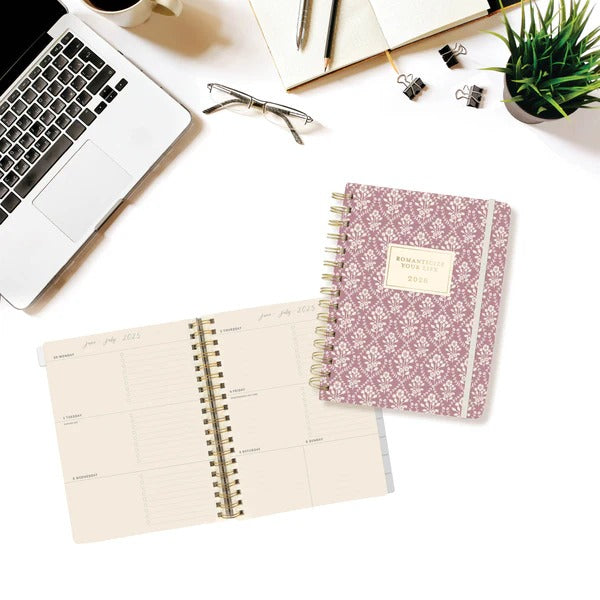 Block Print Floral 6 x 8 18-Month Hardbound Spiral Planner