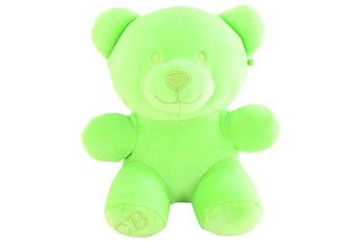 Lime green 12 inch Candy Bear plush with soft cuddly texture and happy face