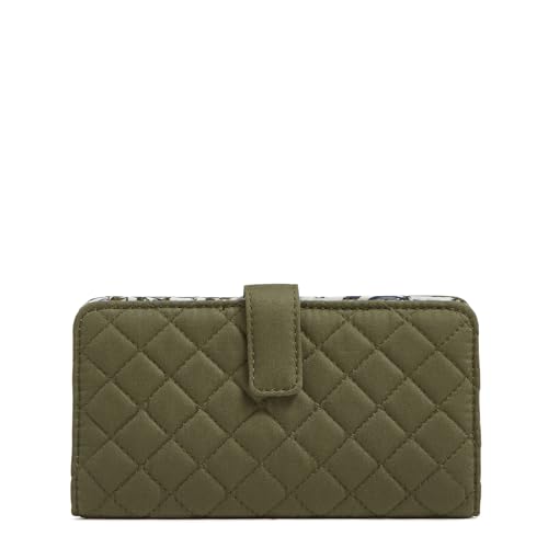 Vera Bradley Finley Wallet with RFID protection in Climbing Ivy Green featuring 13 card slots and bill pockets
