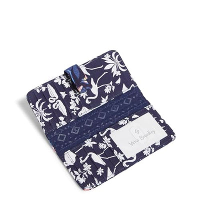 Vera Bradley RFID Finley Wallet in Flamingo Party pattern, slim cotton wallet with card slots