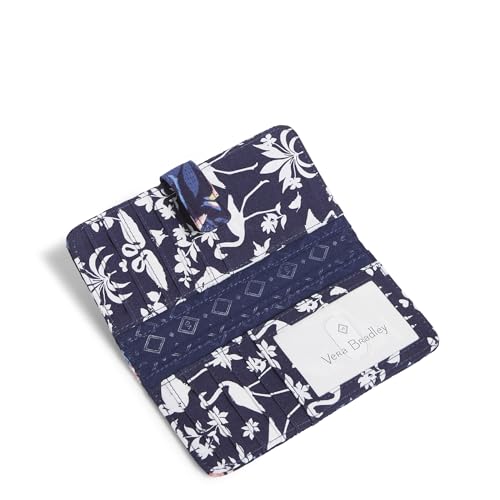 Vera Bradley RFID Finley Wallet in Flamingo Party pattern, slim cotton wallet with card slots