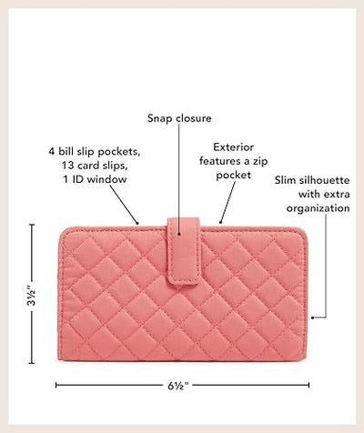Vera Bradley RFID Finley Wallet in Flamingo Party pattern, slim cotton wallet with card slots
