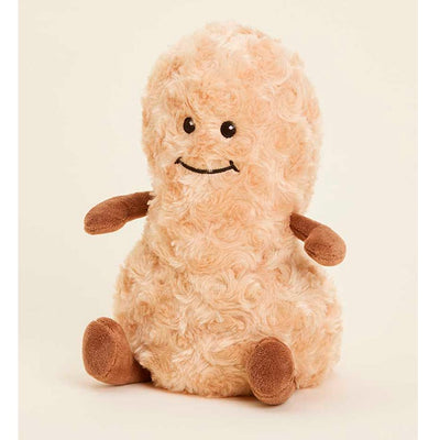 Soft and cuddly Warmies Peanut plush toy, 10.5 inches tall, with embroidered face, French lavender scent.