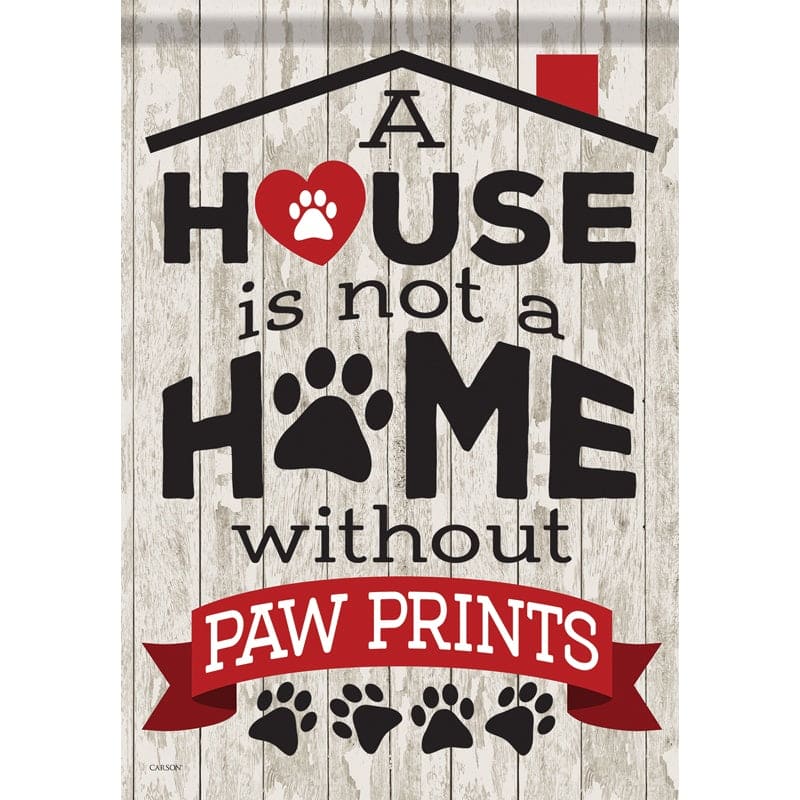 Carson Paw Prints garden flag with double-sided design, made from soft yet durable Dura Soft fabric, features colorful paw prints and vivid color visibility on both sides.