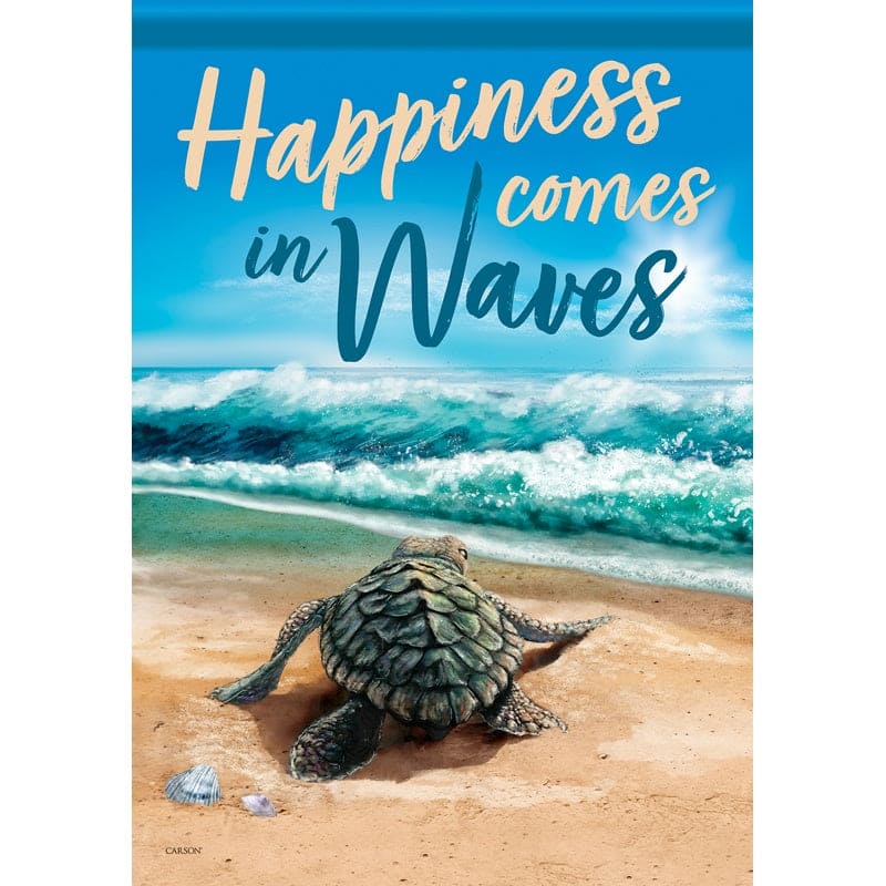 Sea Turtle garden flag by Carson with soft Dura Soft fabric, vibrant ocean design, double-sided message, 12.5 x 18 inches.