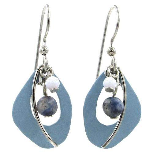 Open Oblong Beaded Dangle Earrings